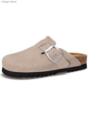 Suede Clogs for Women Leather Mules Slip-on Sandals Potato Shoes